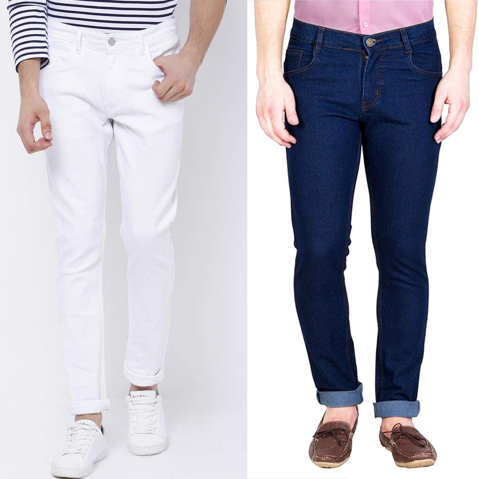 

Masterly Weft Men Blue White Slim Fit Jeans