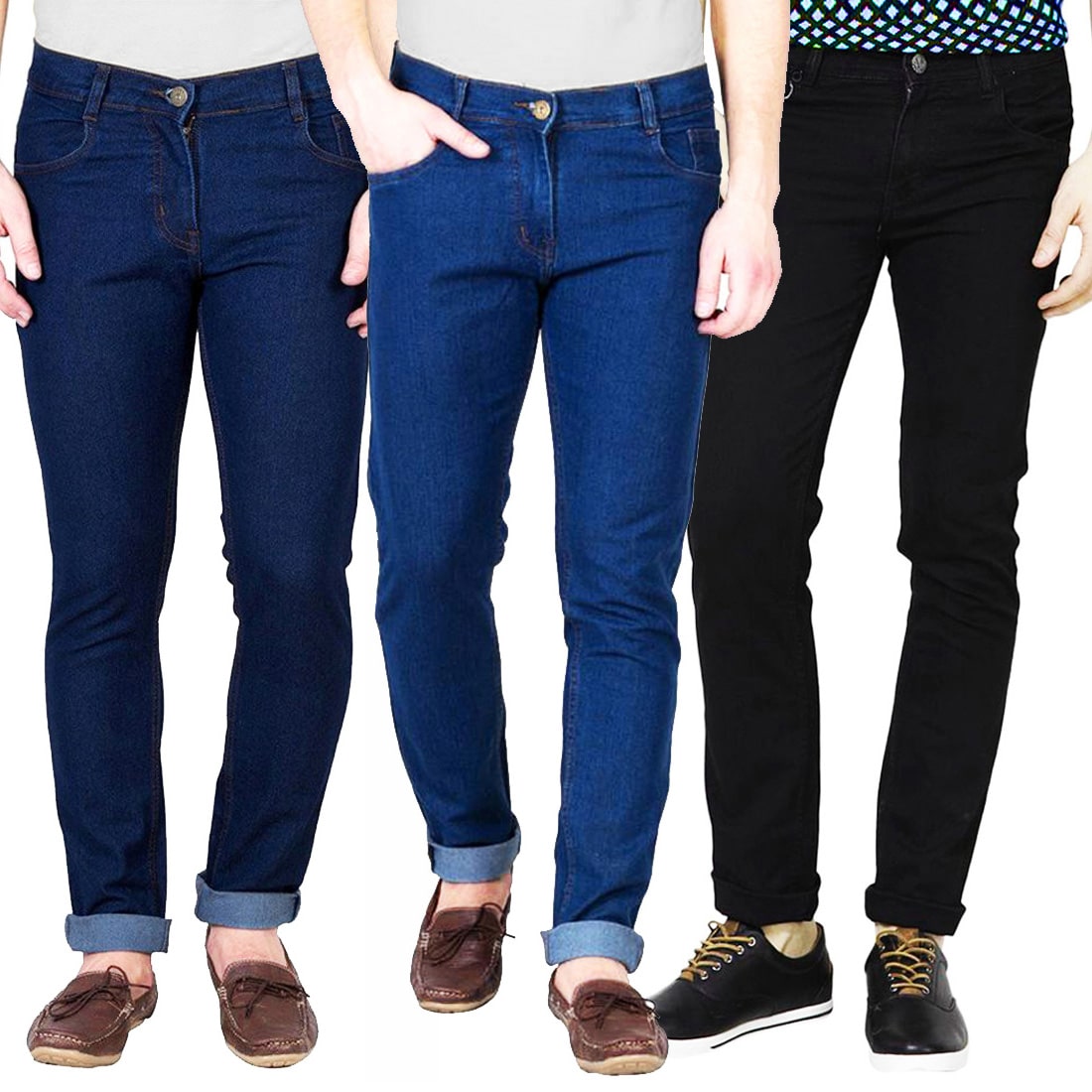 

Masterly Weft Men Blue Black Slim Fit Jeans