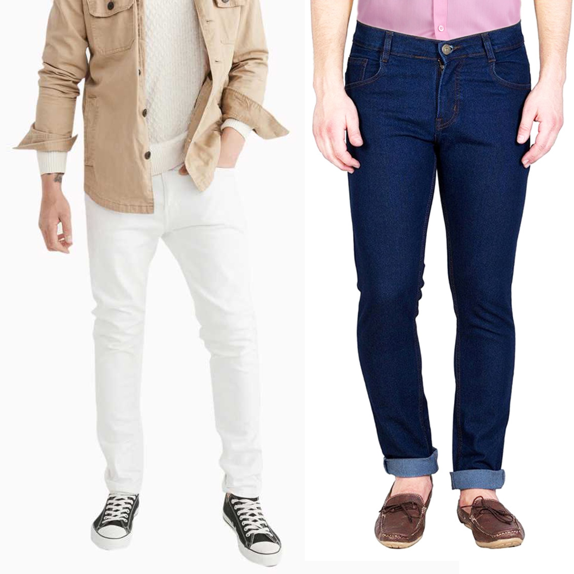 

Masterly Weft Men Blue White Slim Fit Jeans