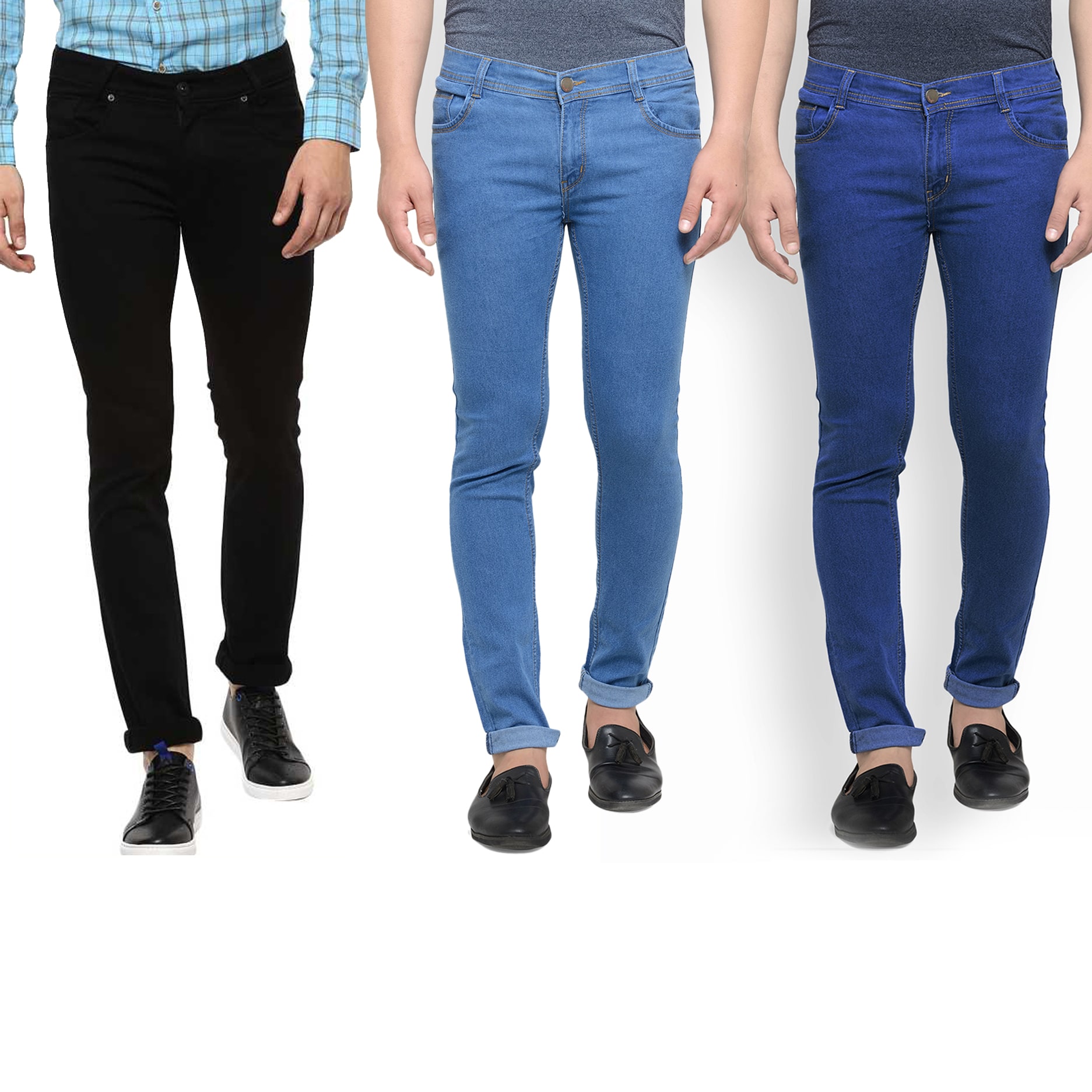 

Masterly Weft Men Blue Black Slim Fit Jeans