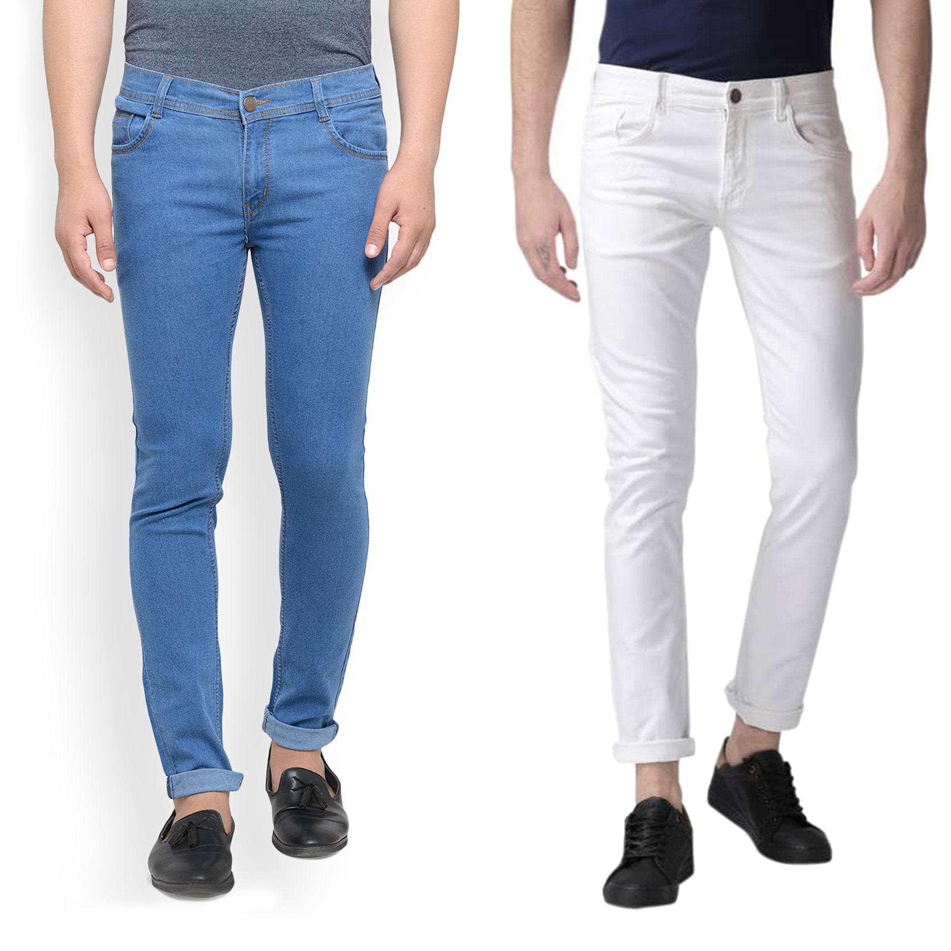 

Masterly Weft Men Blue White Slim Fit Jeans