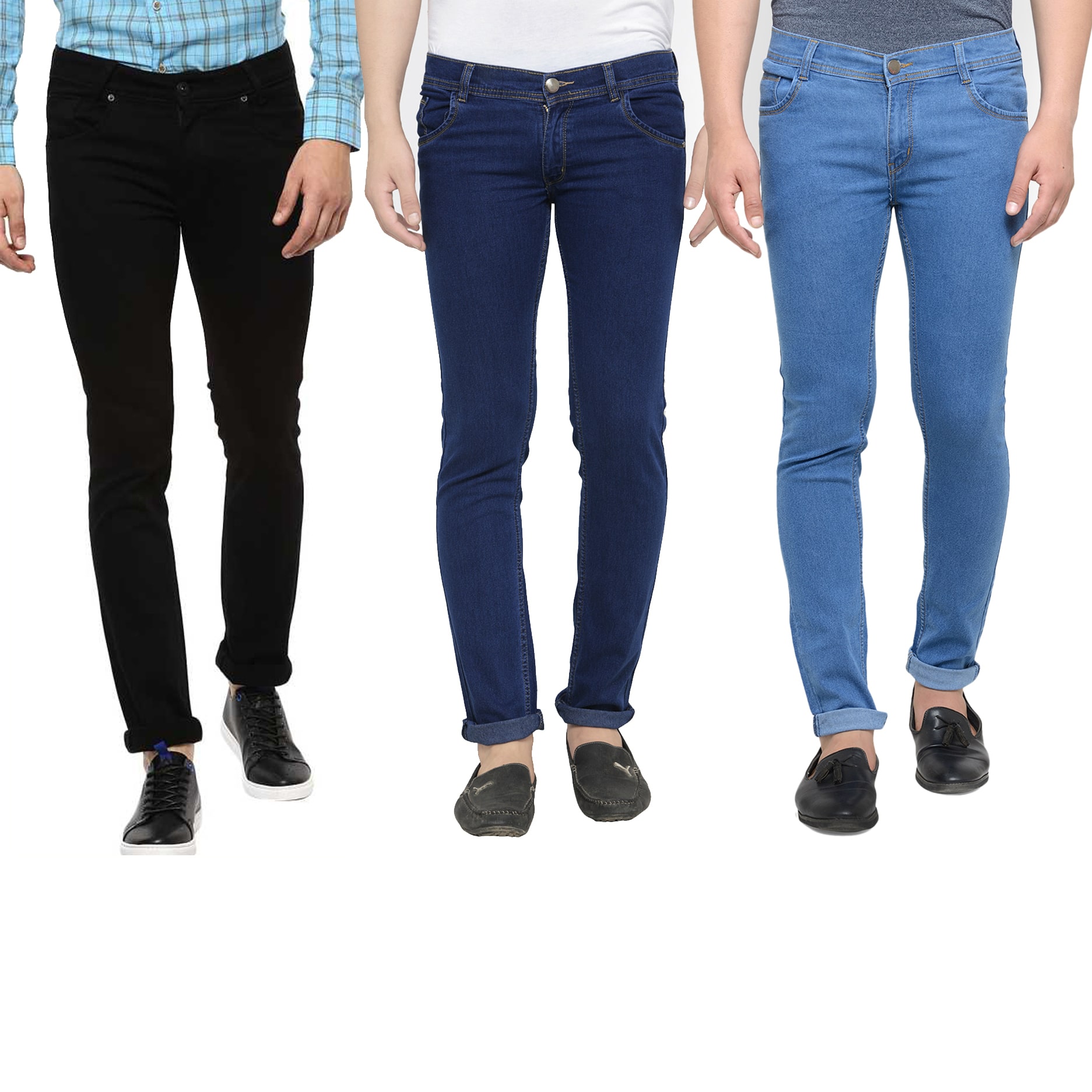 

Masterly Weft Men Black Blue Slim Fit Jeans