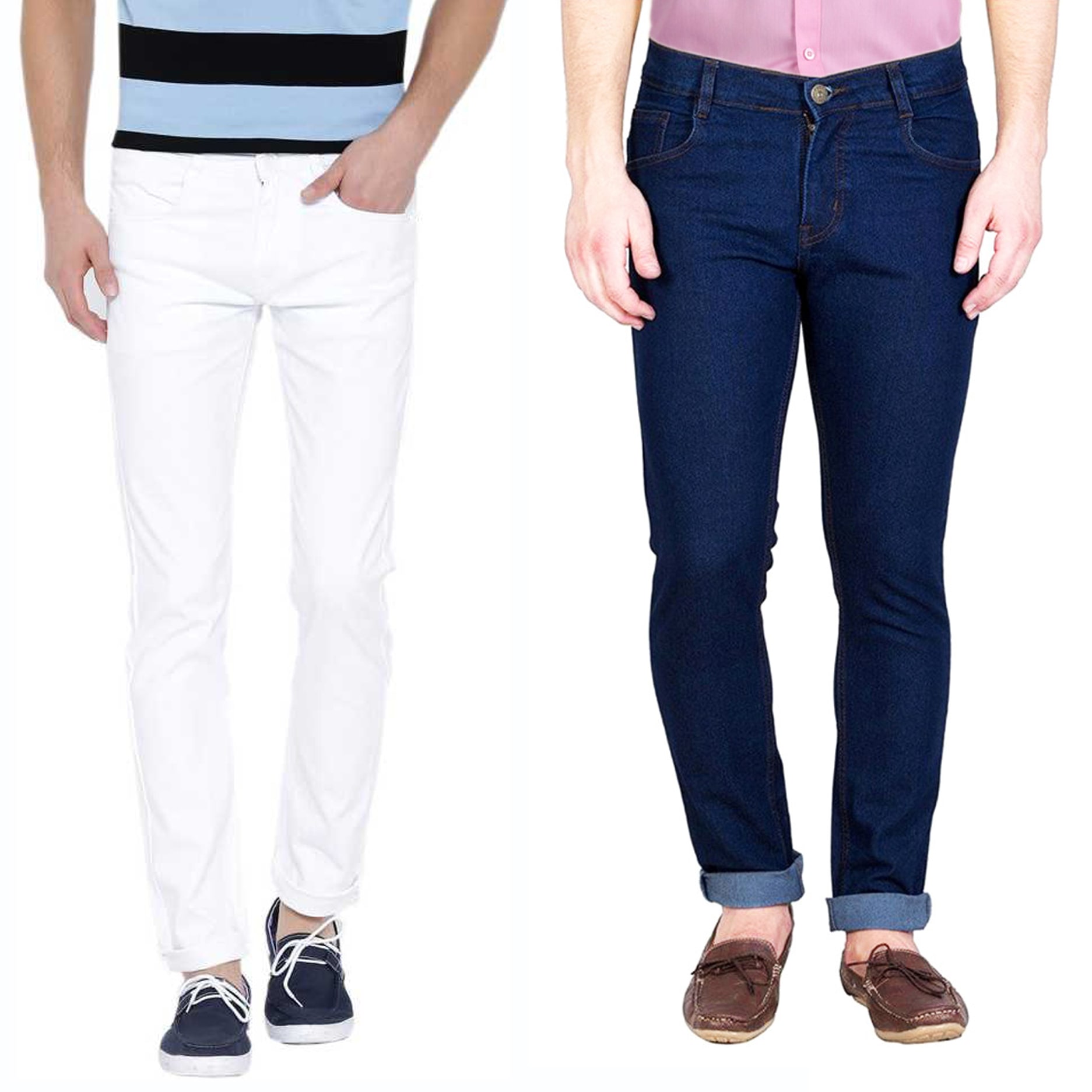 

Masterly Weft Men Blue White Slim Fit Jeans