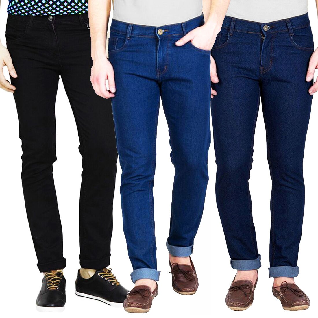 

Masterly Weft Men Black Blue Slim Fit Jeans