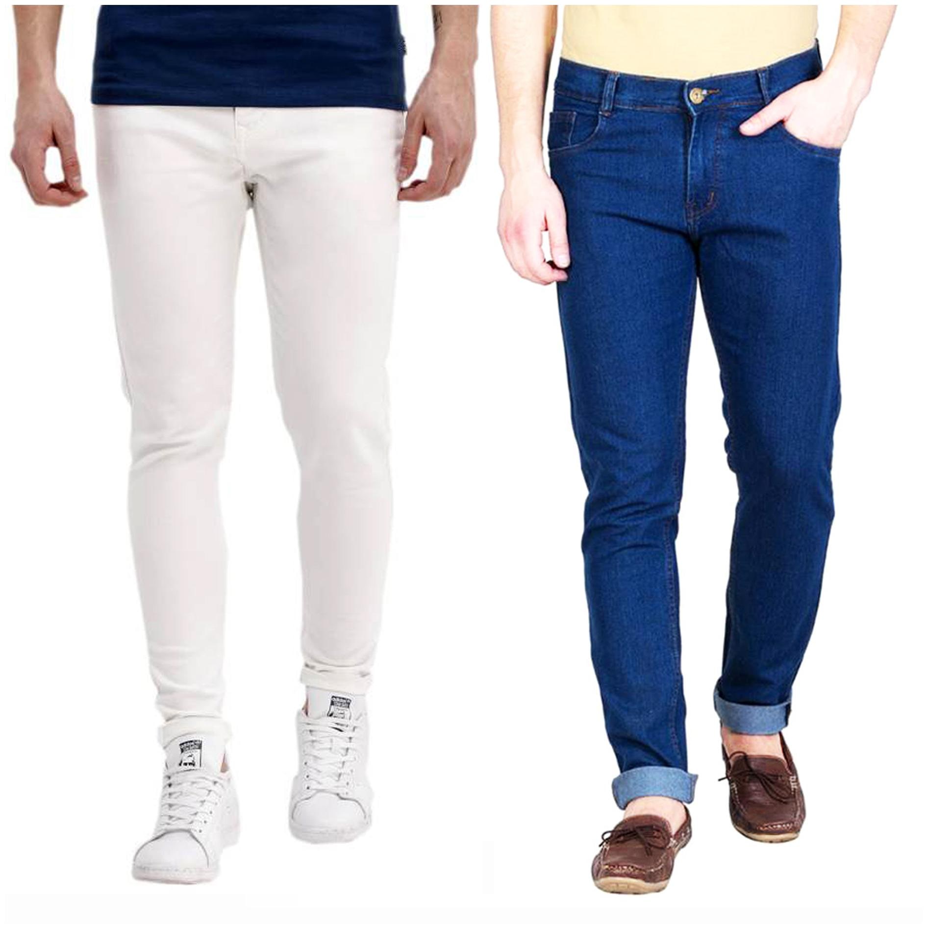 

Masterly Weft Men White Blue Slim Fit Jeans
