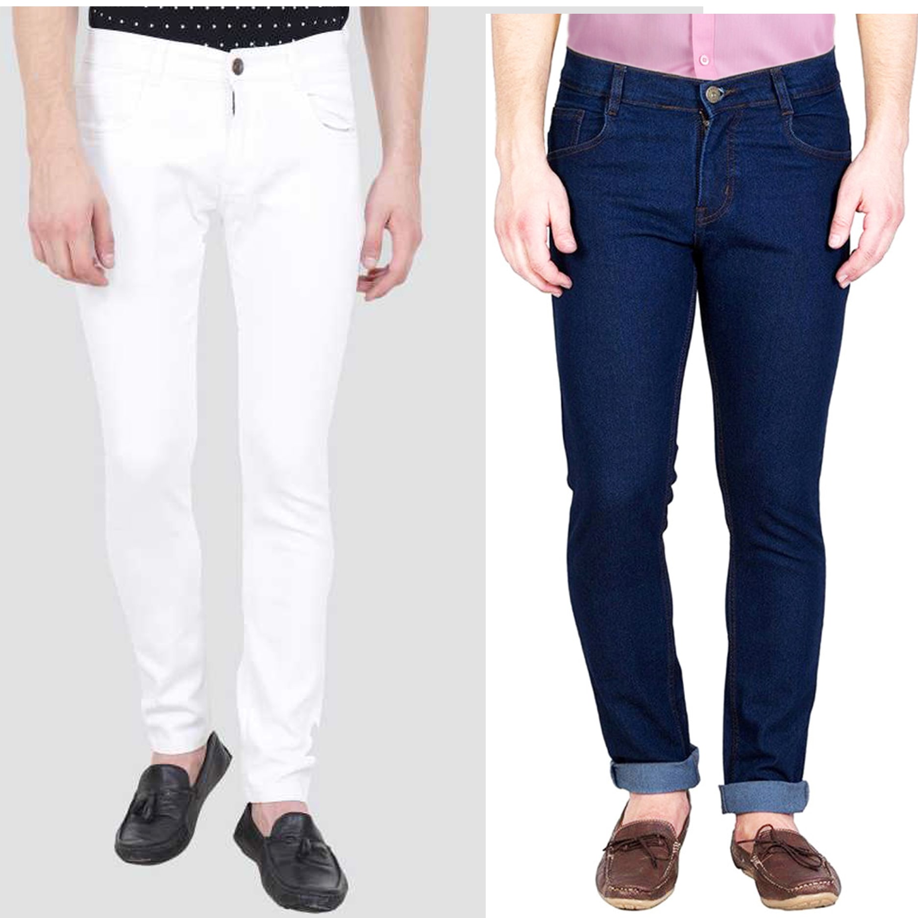 

Masterly Weft Men Blue White Slim Fit Jeans