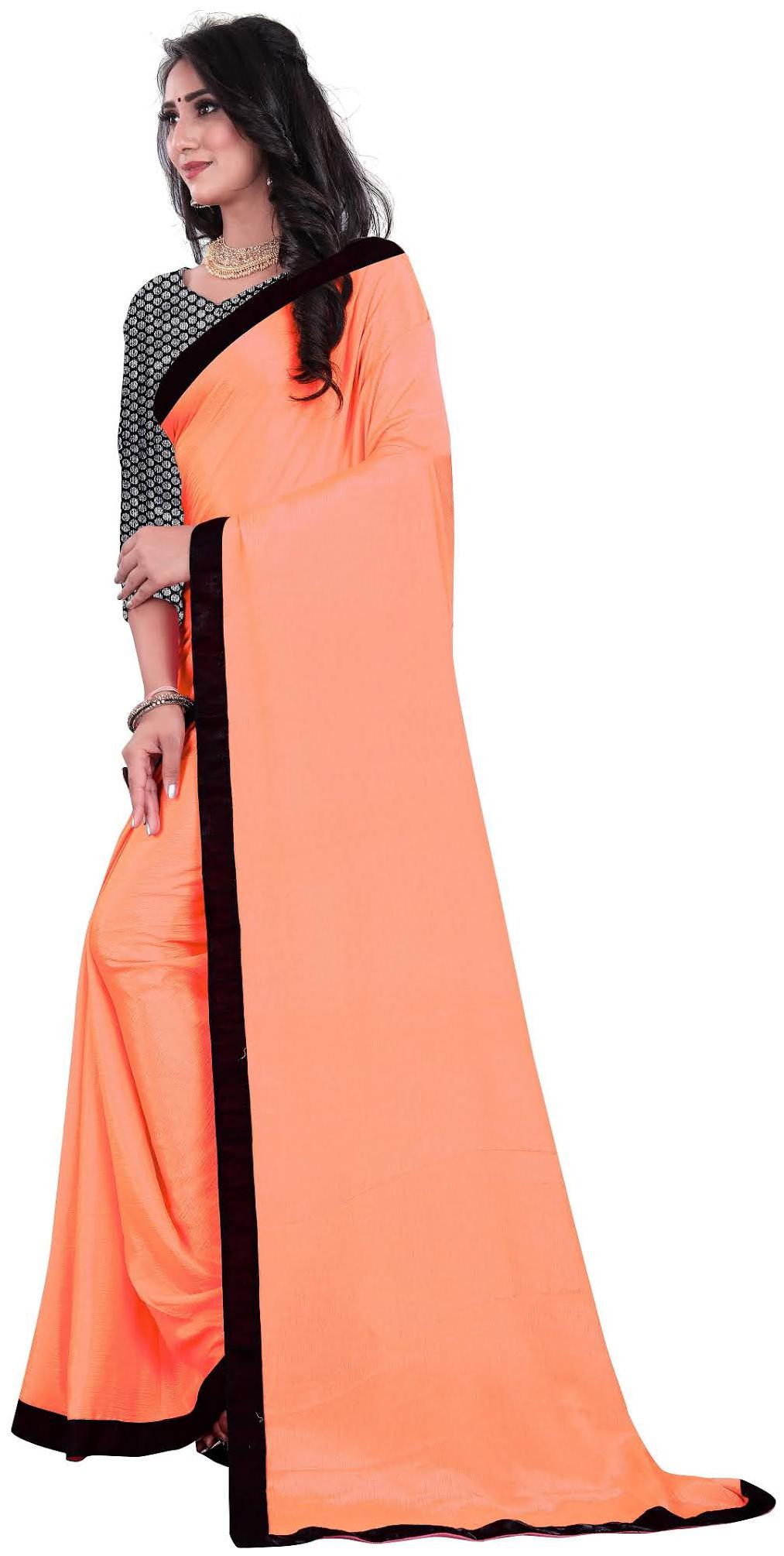 

Matindra Enterprise Silk Solid Orange Regular Saree Women