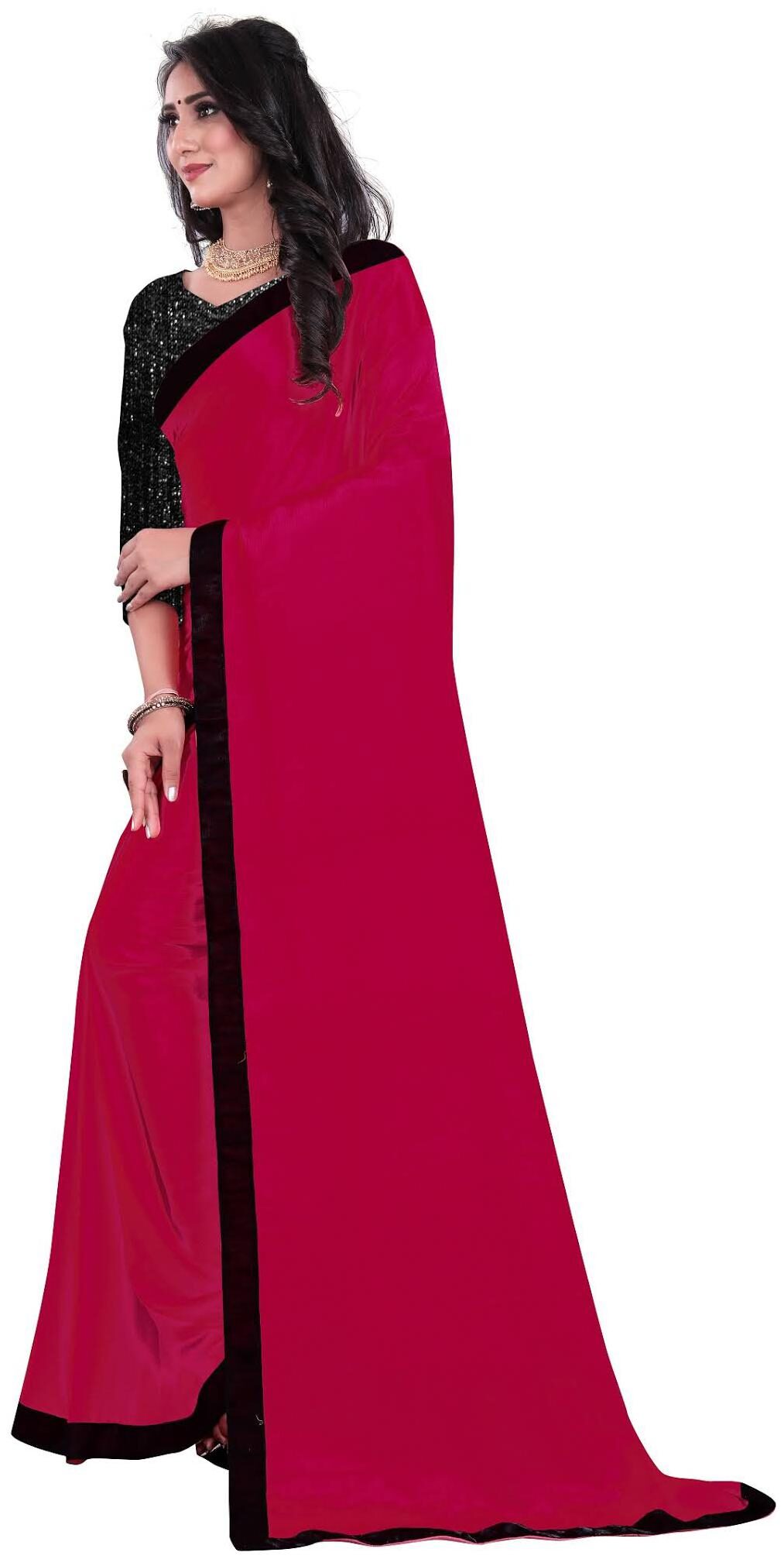 

Matindra Enterprise Silk Solid Maroon Regular Saree Women