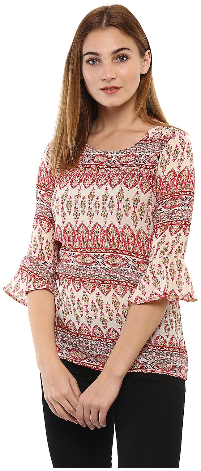 

Mayra Women Printed Regular top - White