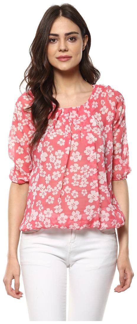 Mayra Women Printed Regular top - Pink
