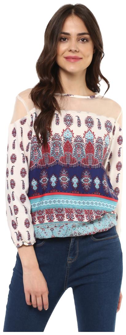 

Mayra Women Printed Regular top - Beige
