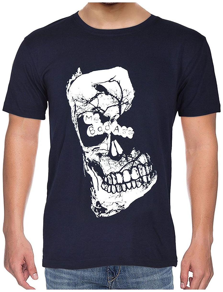 

Mebadass Crow Navy Blue Half Sleeves Tshirt