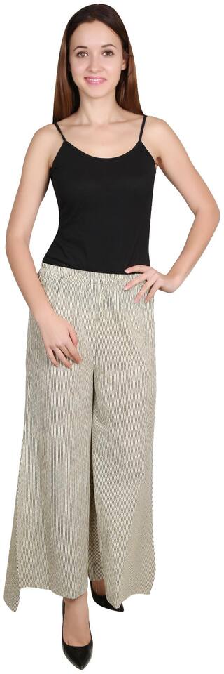 Meen Off White striped cotton Palazzo