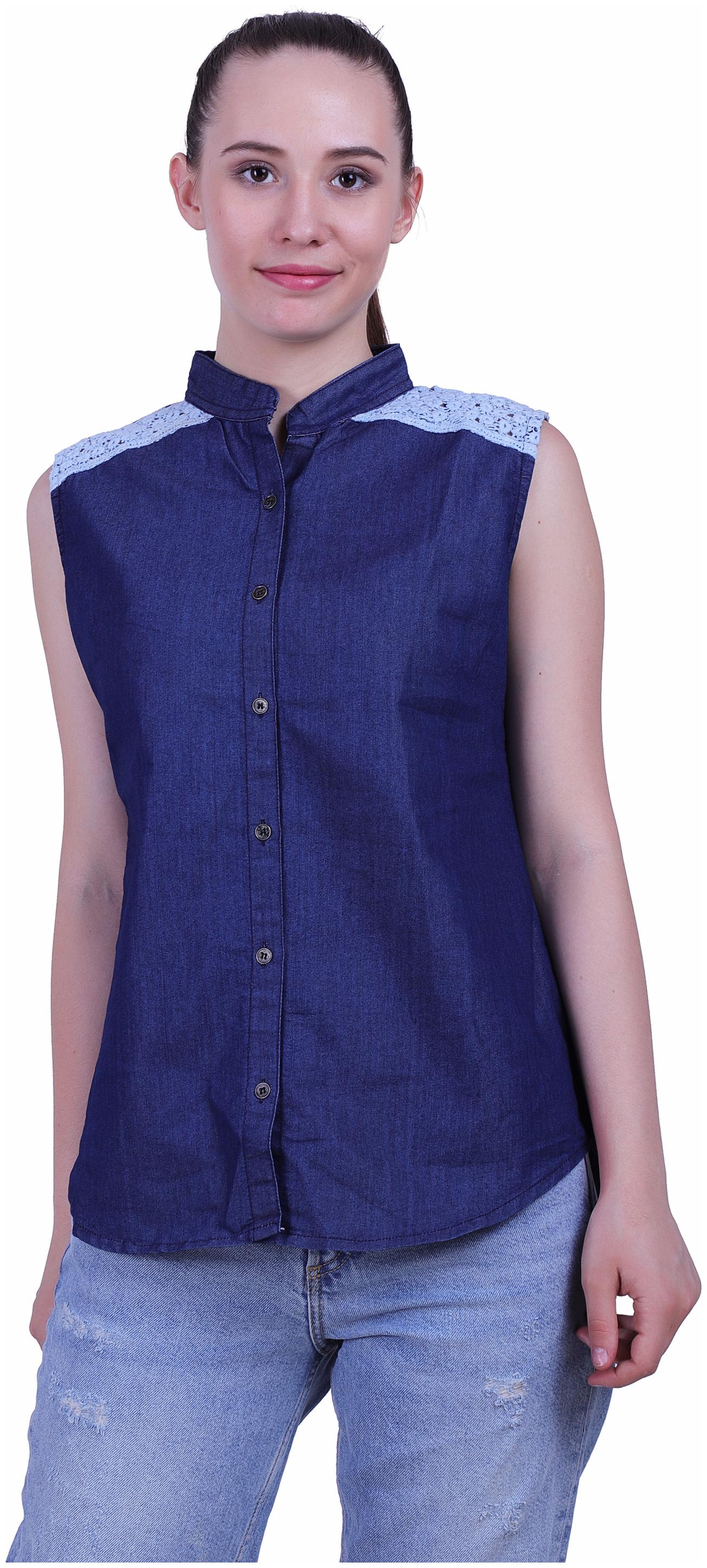

Meer India Garments Women Blue Solid Slim Fit Shirt