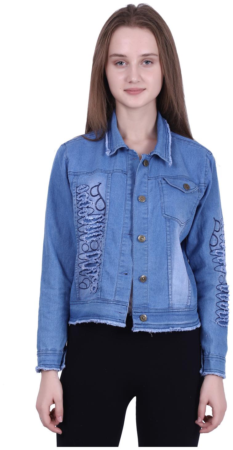 

Meer India Garments Women Washed Denim Jacket - Blue