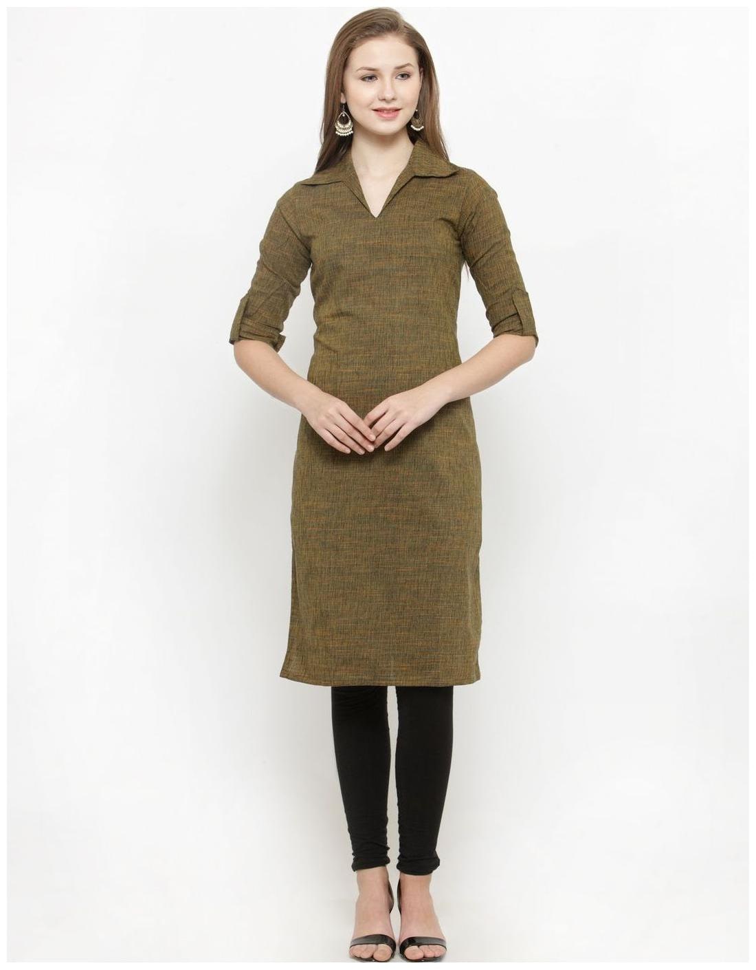 

Mehendi Green Shirt Collar kurti