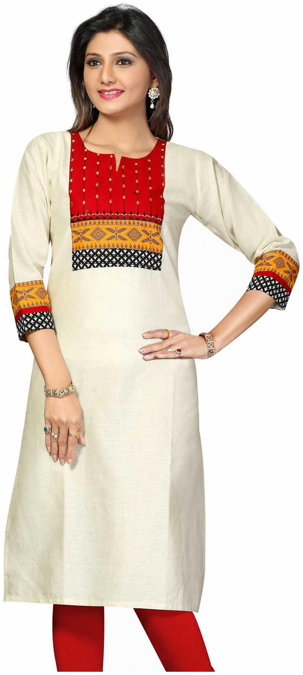

Meher Impex Women White Solid Straight Kurta