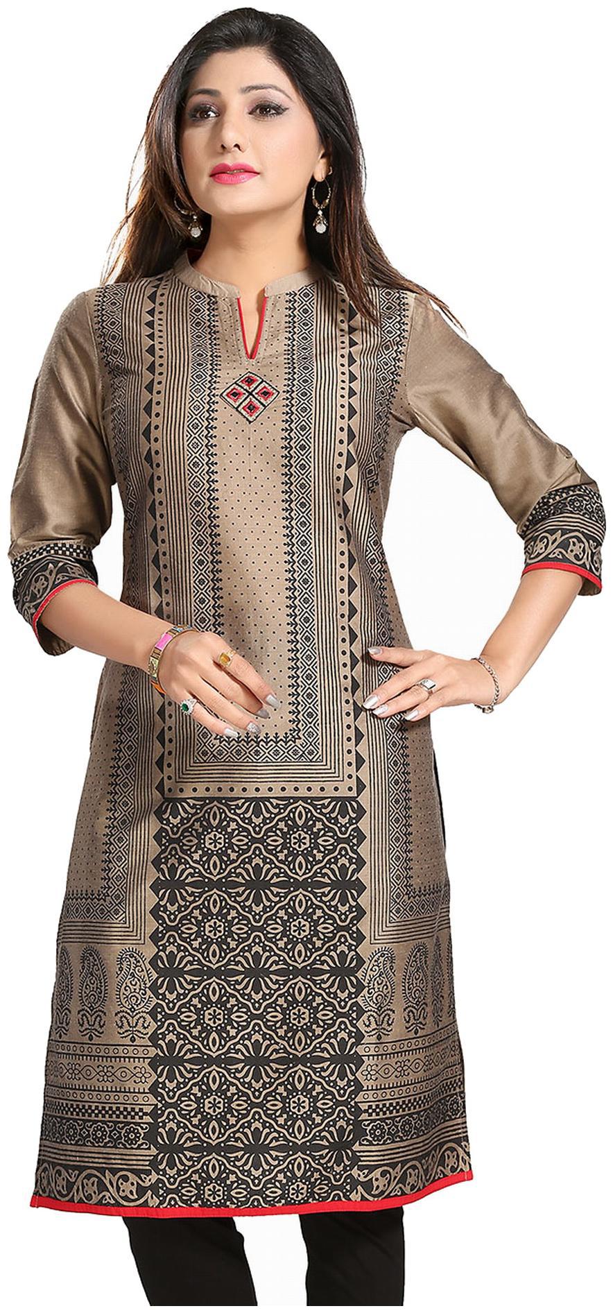 

Meher Impex Women Brown Printed Straight Kurta