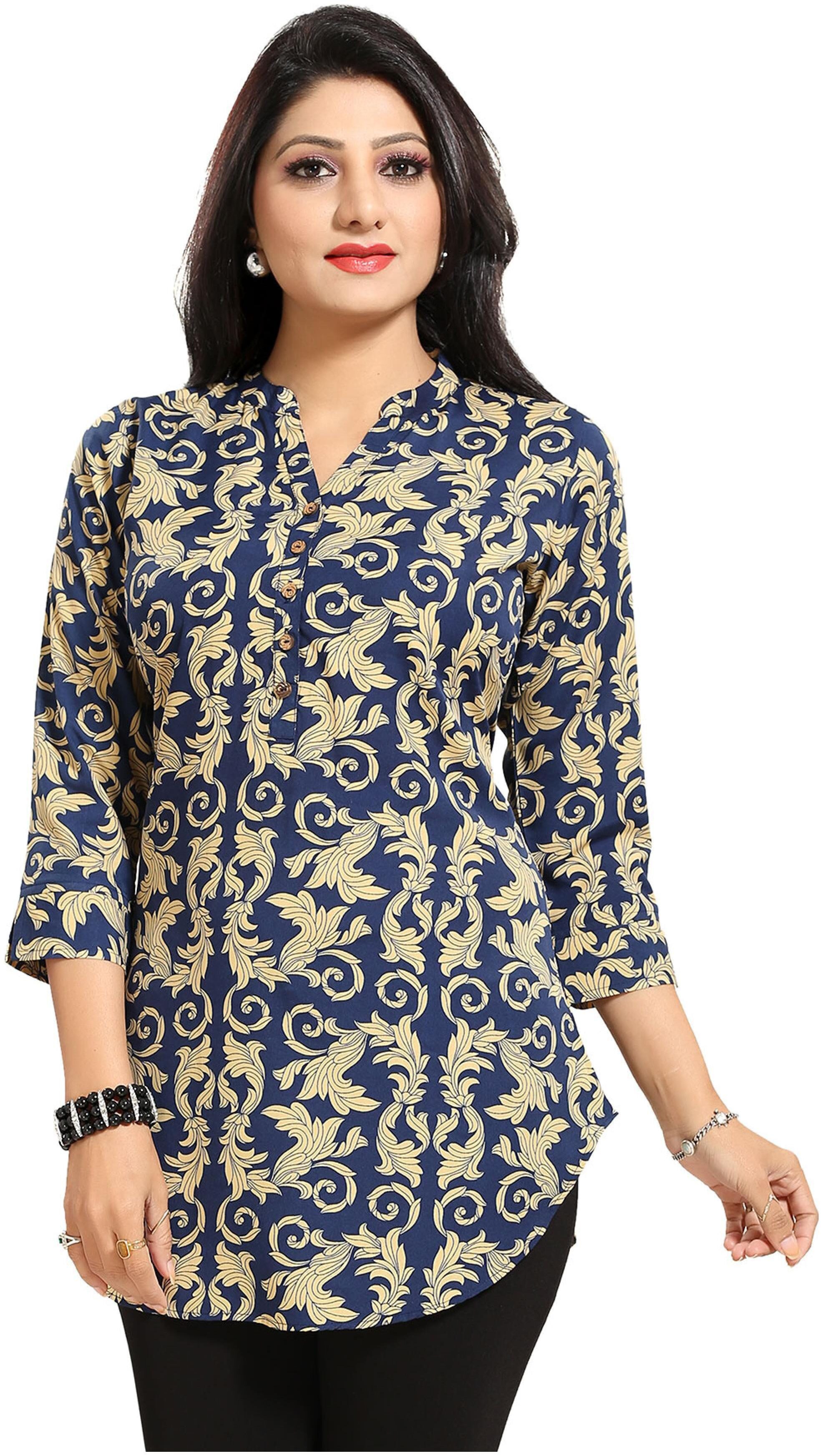 

Meher Impex Women Blue Printed Straight Kurti