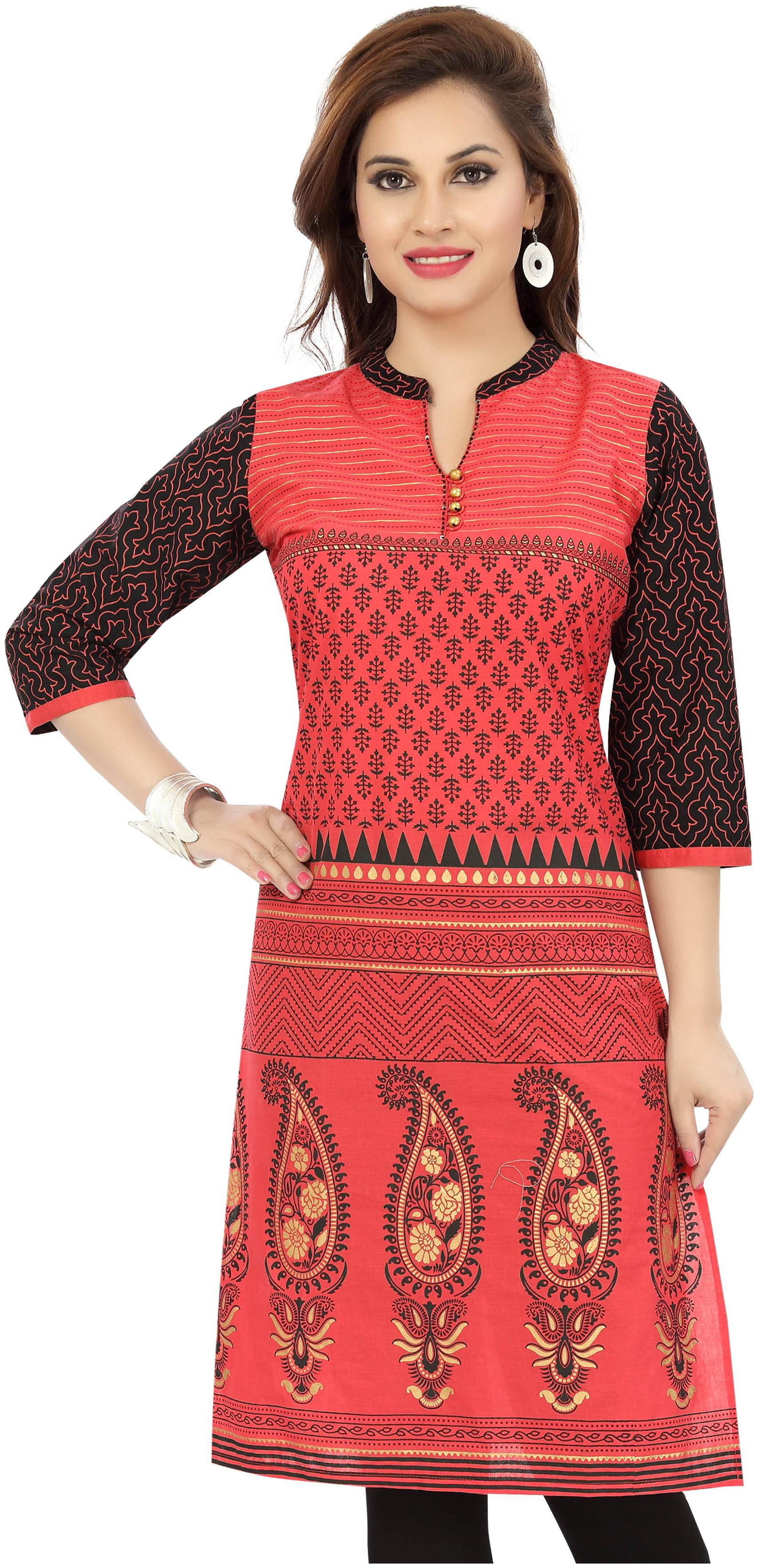 

Meher Impex Women Pink Printed Straight Kurti