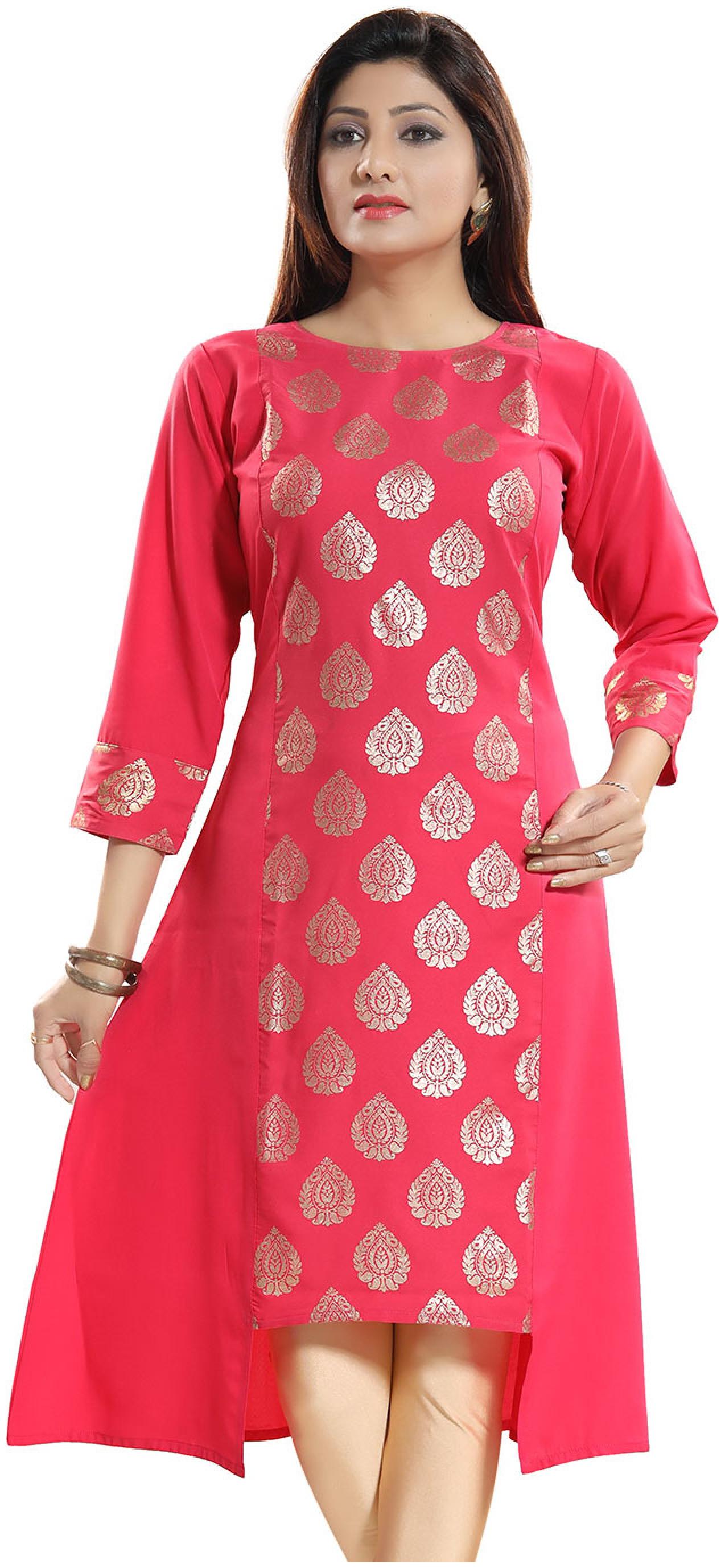 

Meher Impex Pink color crepe A Line Kurti