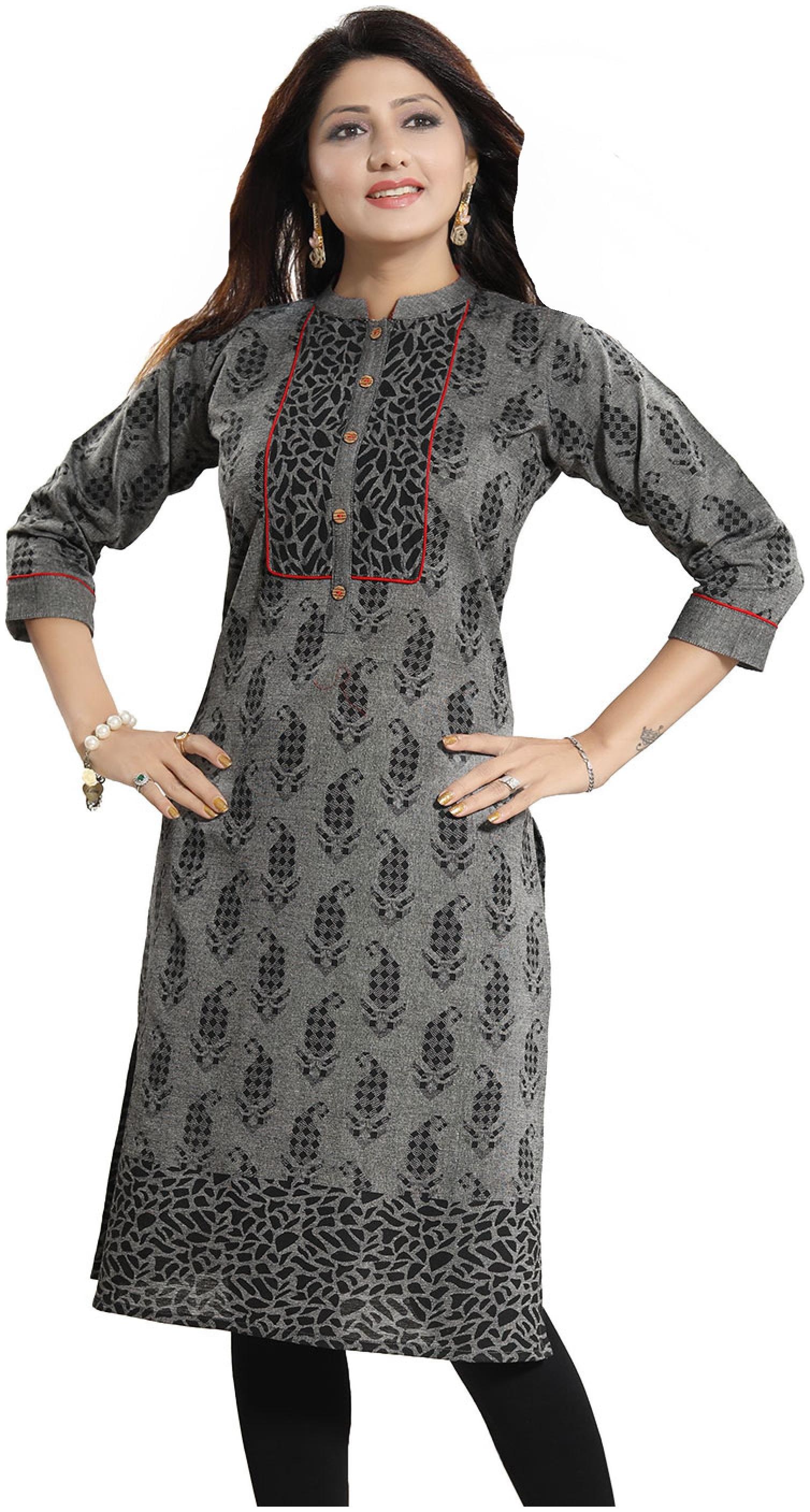 

Meher Impex Women Grey Printed Straight Kurta
