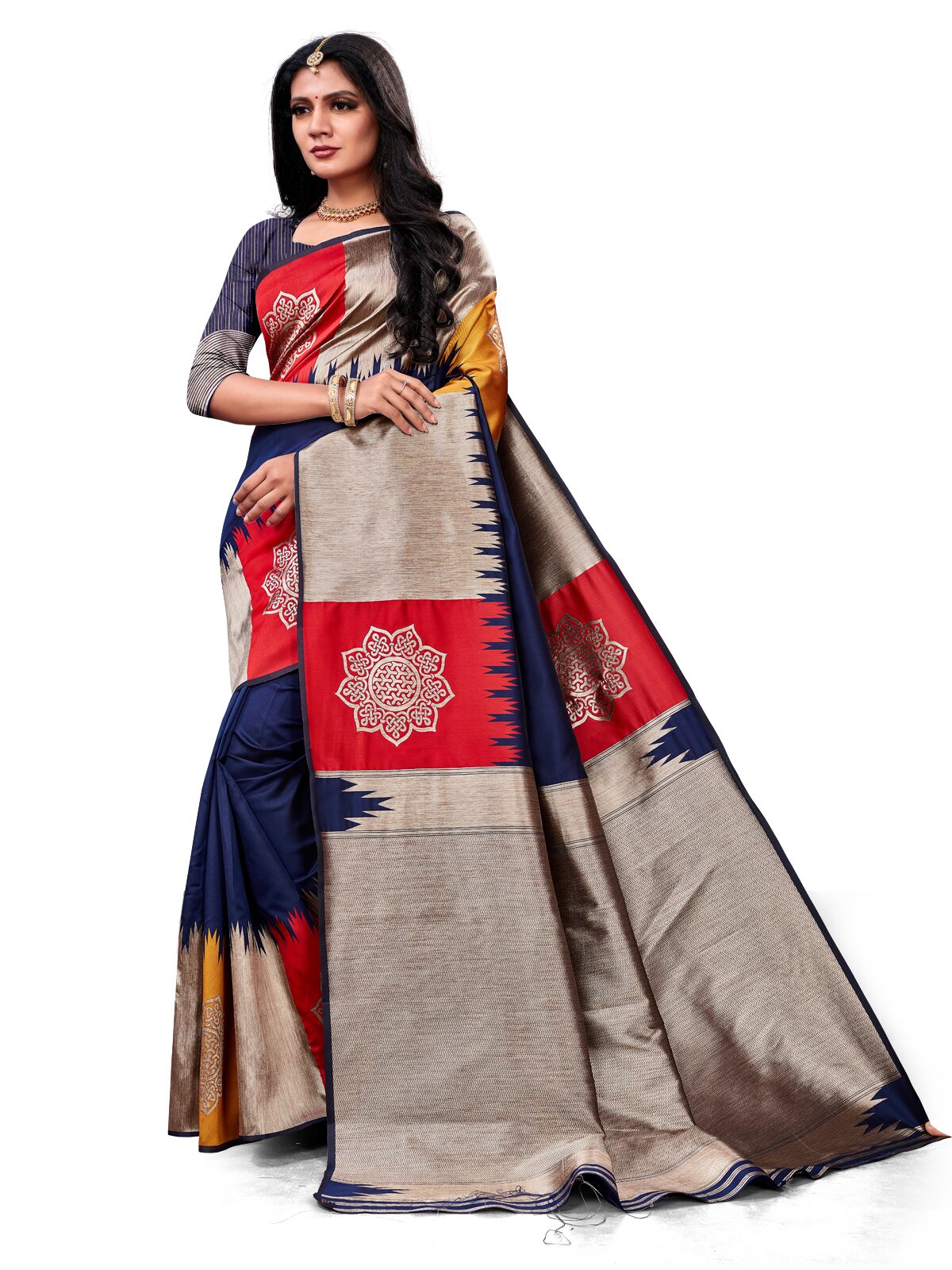 

Mehrang Silk Woven Multi Color Designer Saree With Blouse