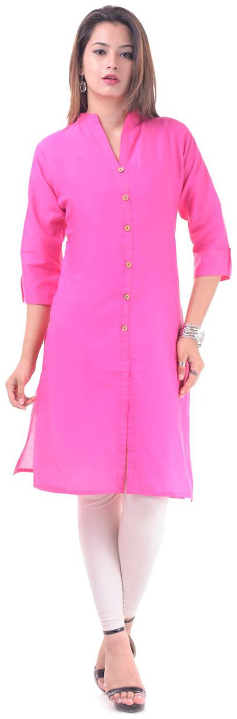 

Mehsoos Women Pink Solid Straight Kurti