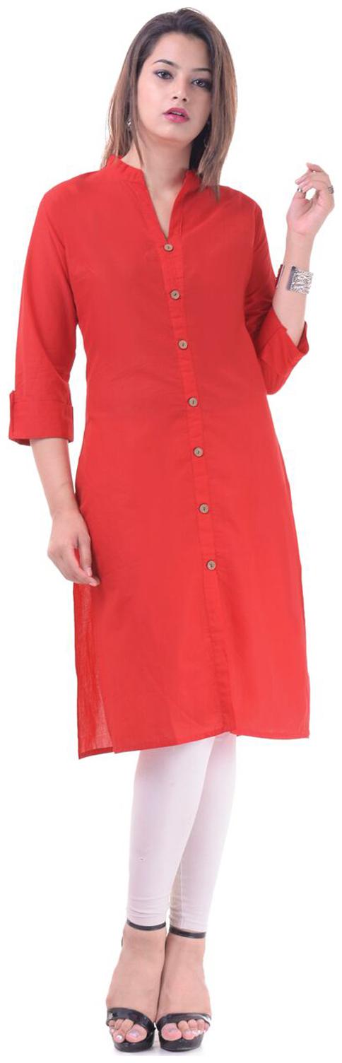 

Mehsoos Women Red Solid Straight Kurti