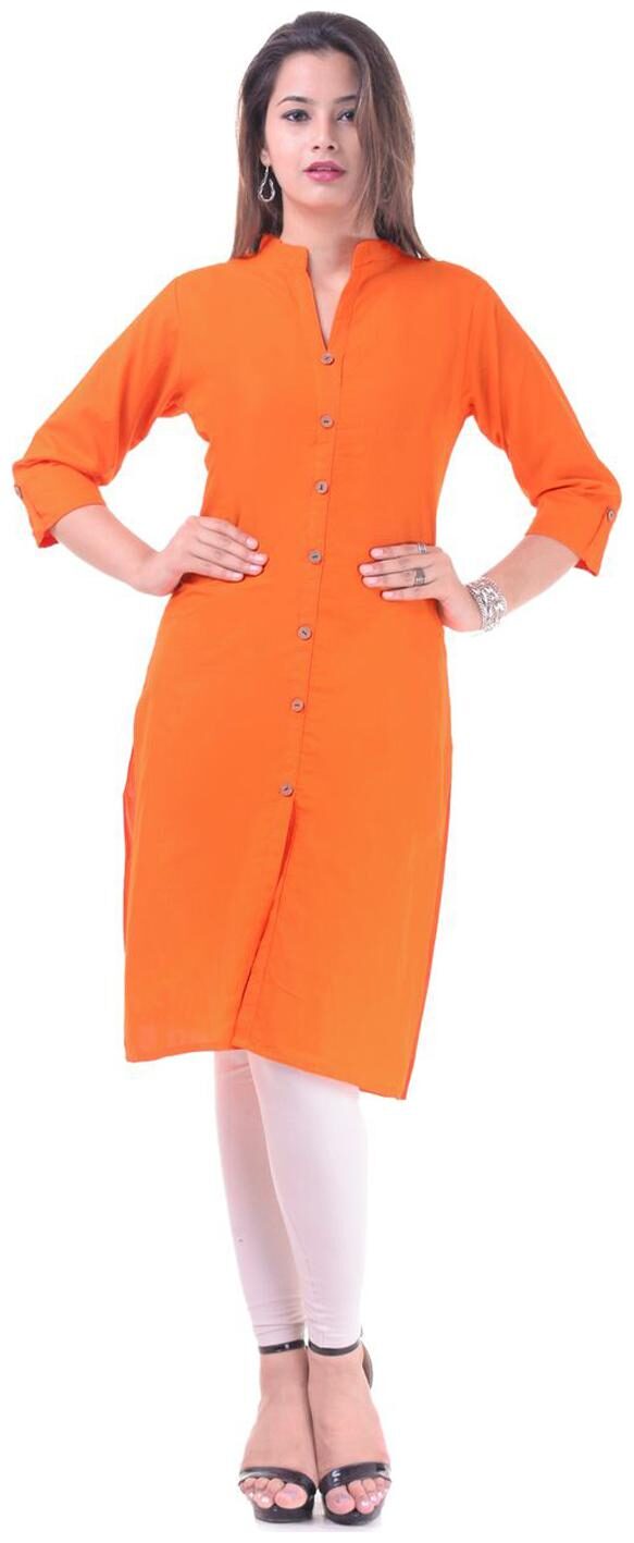 

Mehsoos Women Orange Solid Straight Kurti