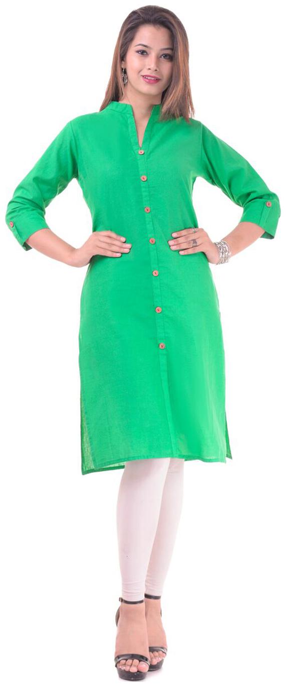 

Mehsoos Women Green Solid Straight Kurti