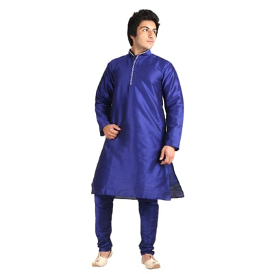 

Mehta Apparels Blue Raw Silk Kurta Pyjama