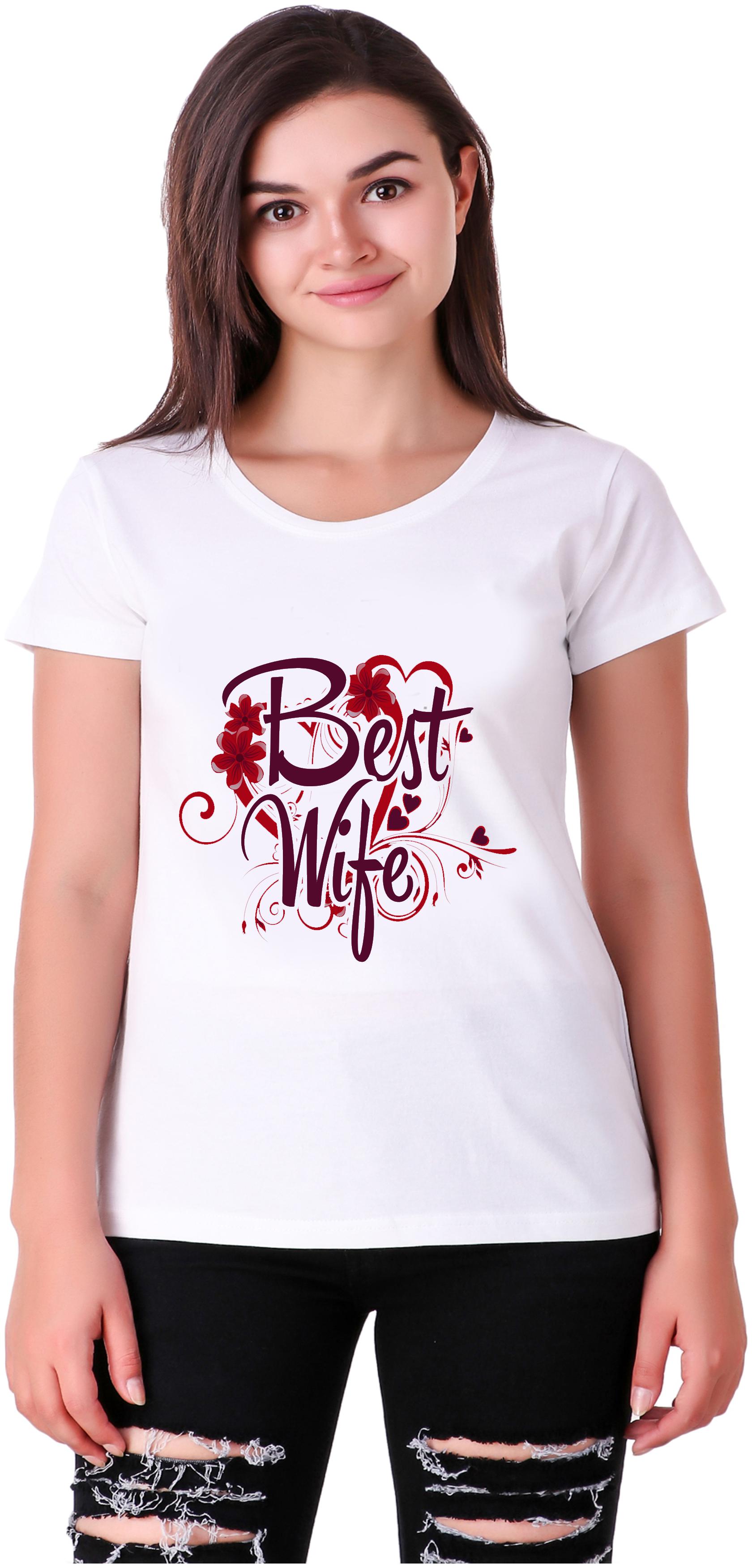 

Mekanshi Women White Regular fit Round neck Polyester T shirt