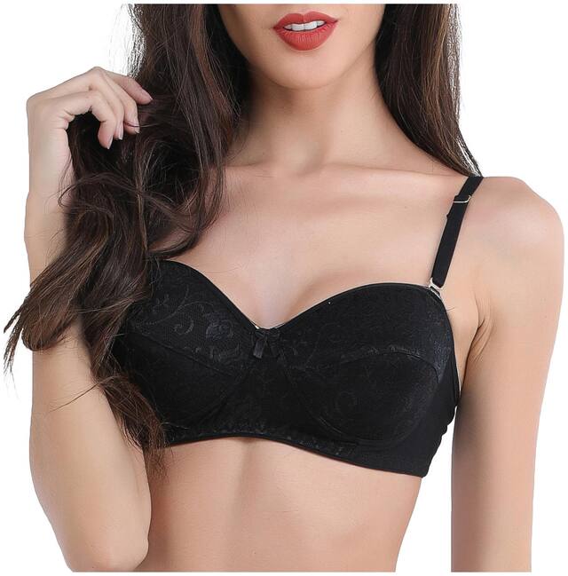 Melisa Non Padded Cotton Demi Cup Bra - Black