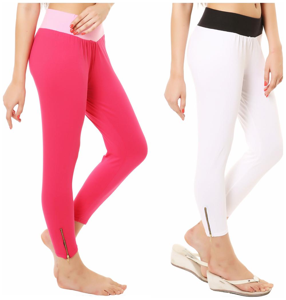 

Melisa Comfortable Cotton Lycra Capri Leggings for Women Pack of 2