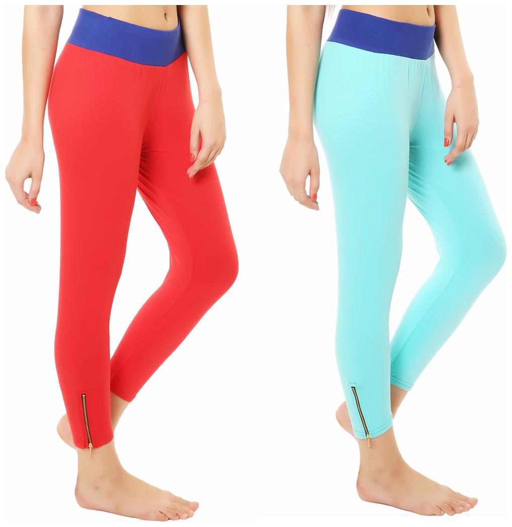 

Melisa Comfortable Cotton Lycra Capri Zipper Leggings for Women Pack of 2