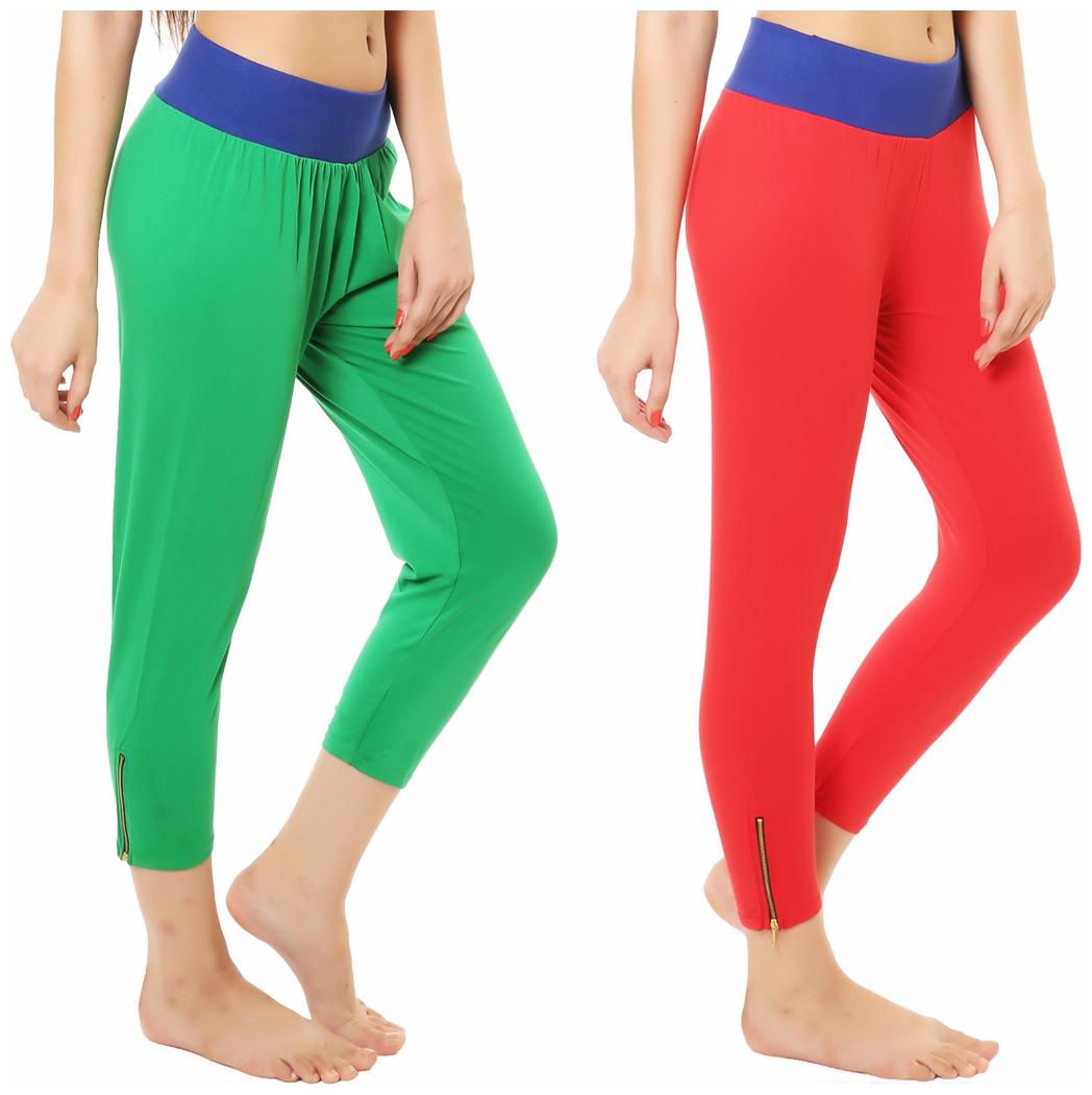 

Melisa Comfortable Cotton Lycra Capri Zipper Leggings for Women Pack of 2