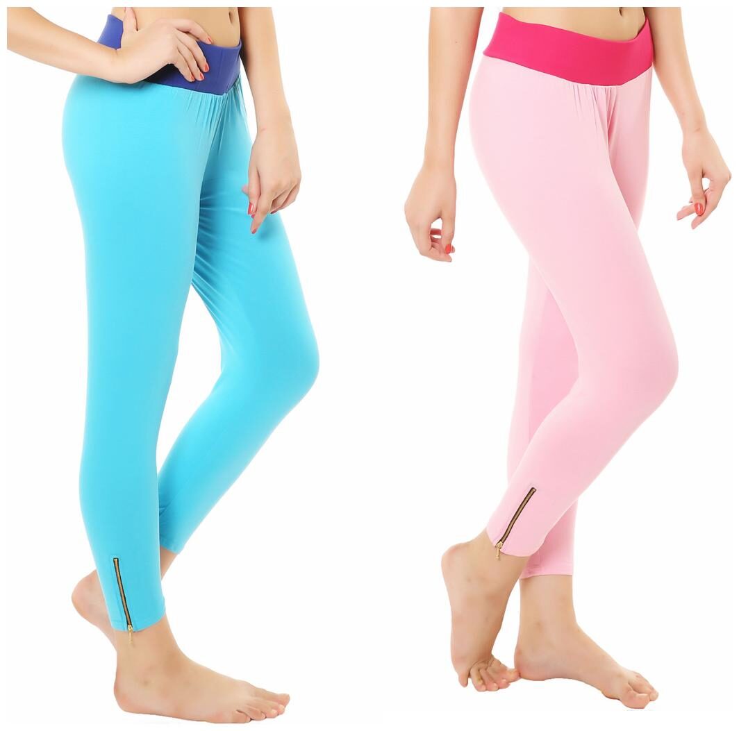 

Melisa Comfortable Cotton Lycra Capri Zipper Leggings for Women Pack of 2