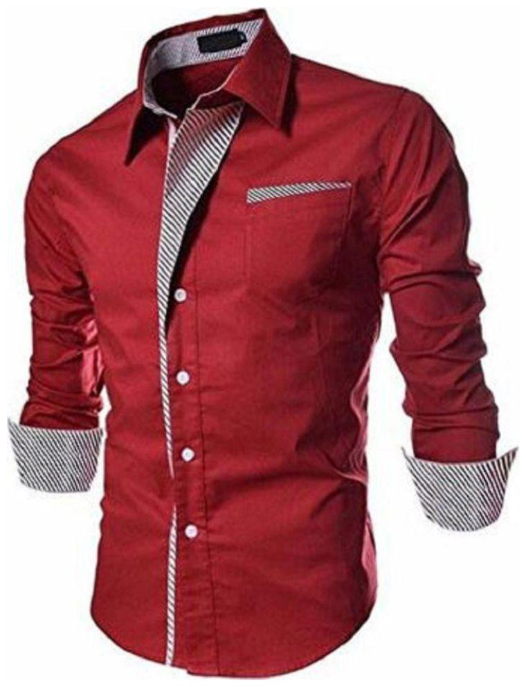 

Qlonz store Men Red Solid Slim Fit Casual Shirt