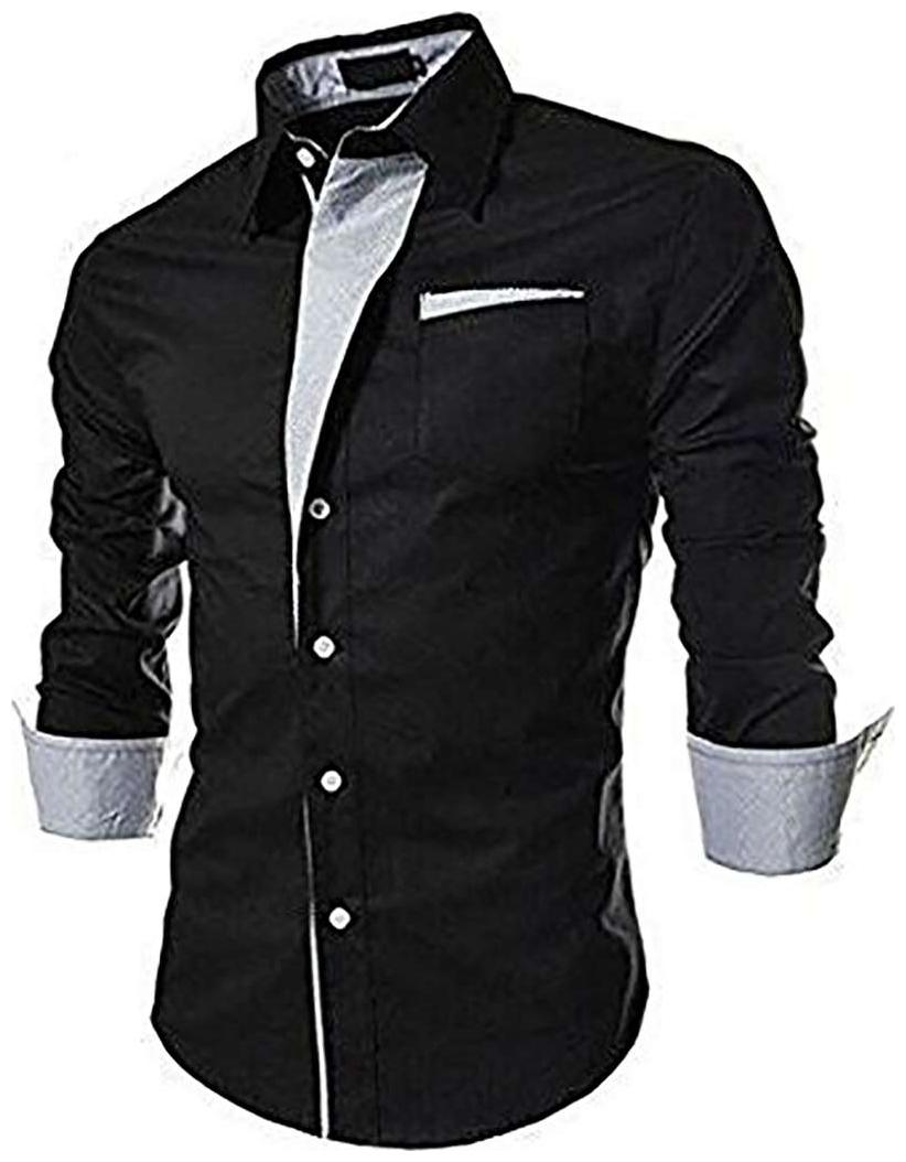 

Men Casual Solid Slim Black Color Shirt By Qlonz