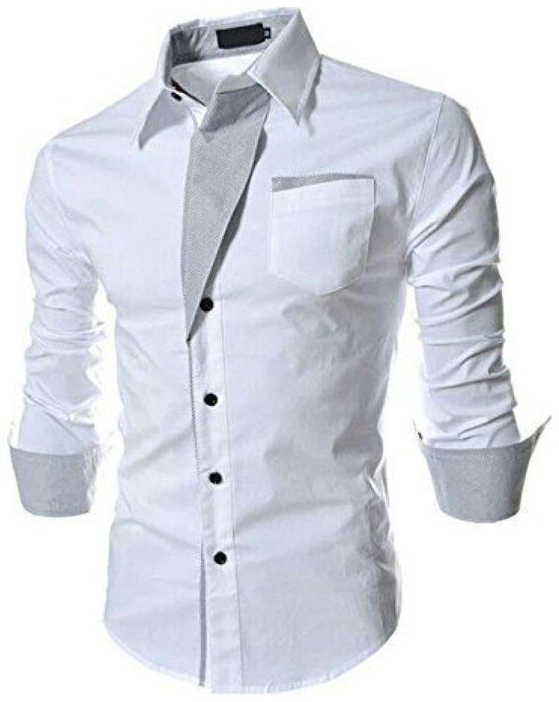 

Qlonz store Men White Solid Slim Fit Casual Shirt