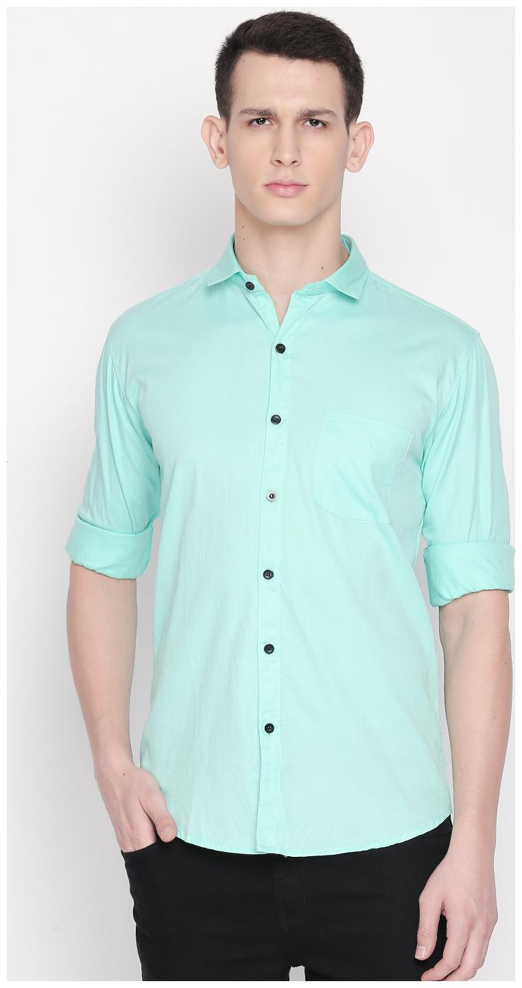 

ROLLER FASHION Men Green Solid Slim Fit Casual Shirt
