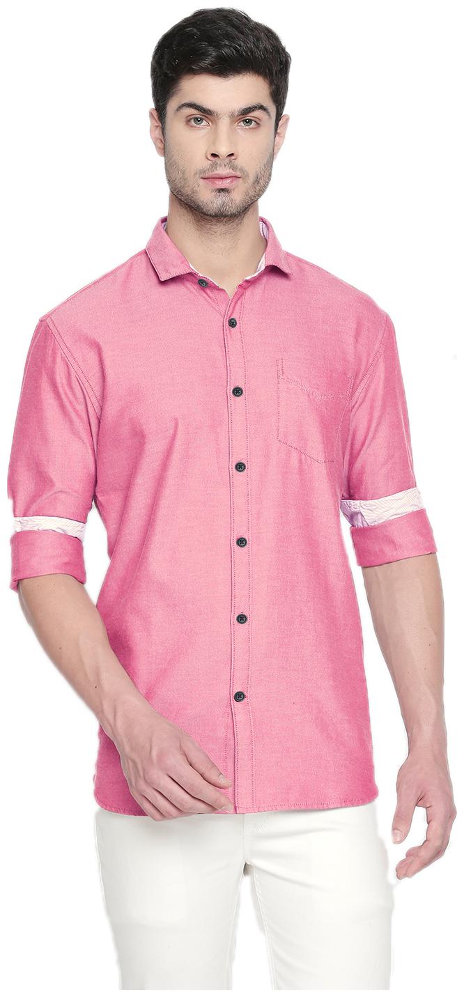 

ROLLER FASHION Men Pink Solid Slim Fit Casual Shirt