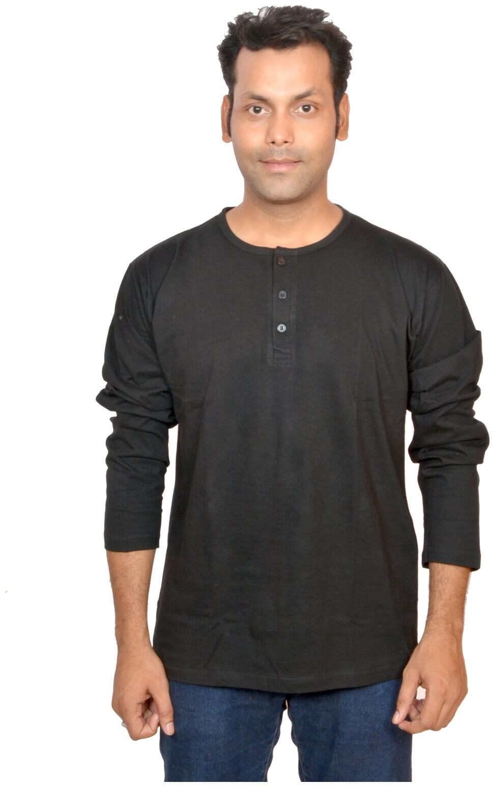 

Men Henley Black T-Shirt