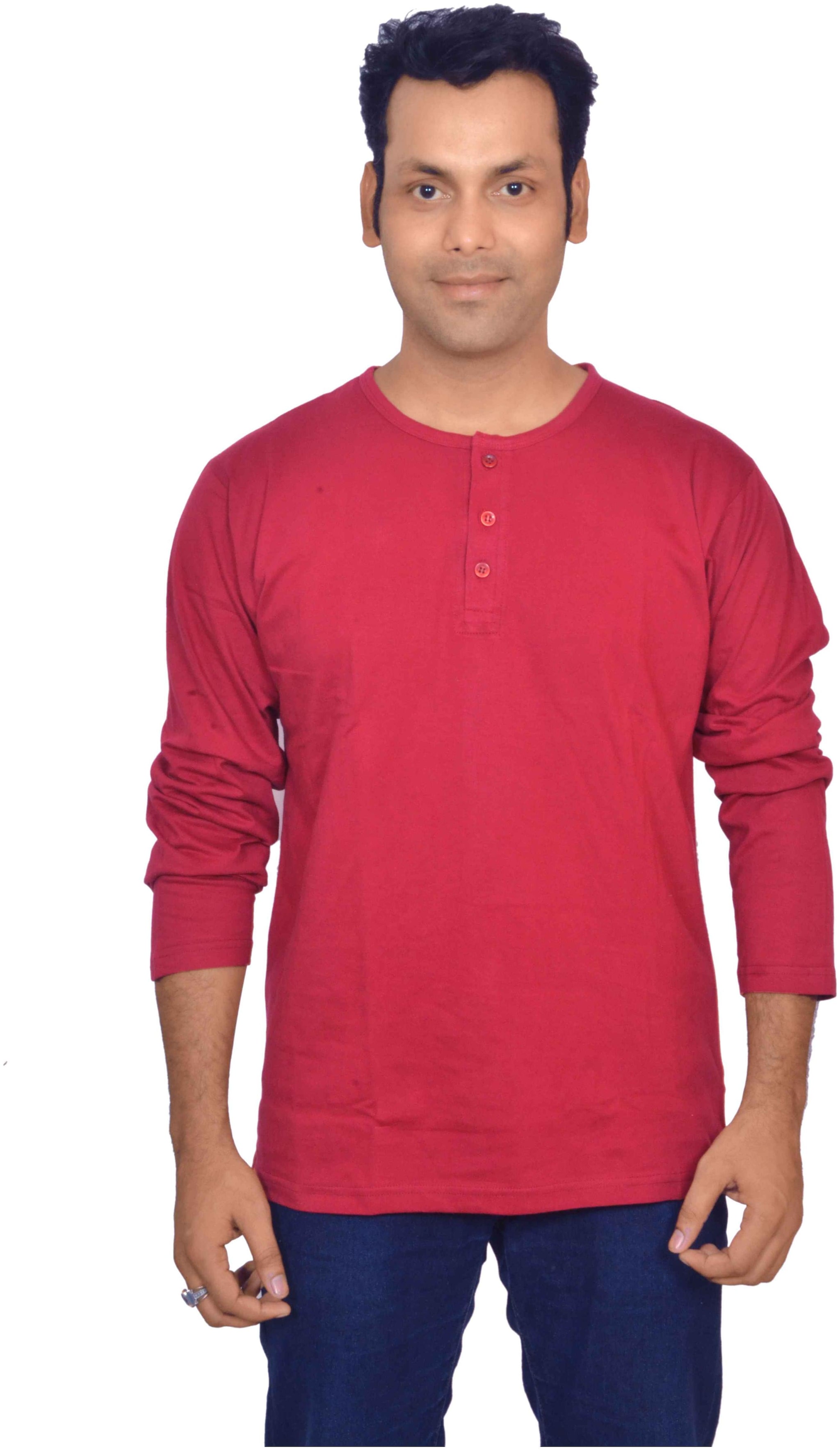 

Dyfian Men Maroon Regular fit Cotton Henley neck T-Shirt - Pack Of 1