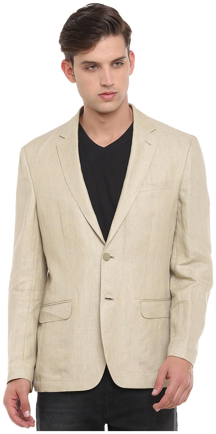 

Linen Club Men Beige Solid Regular fit Single Breasted Blazer