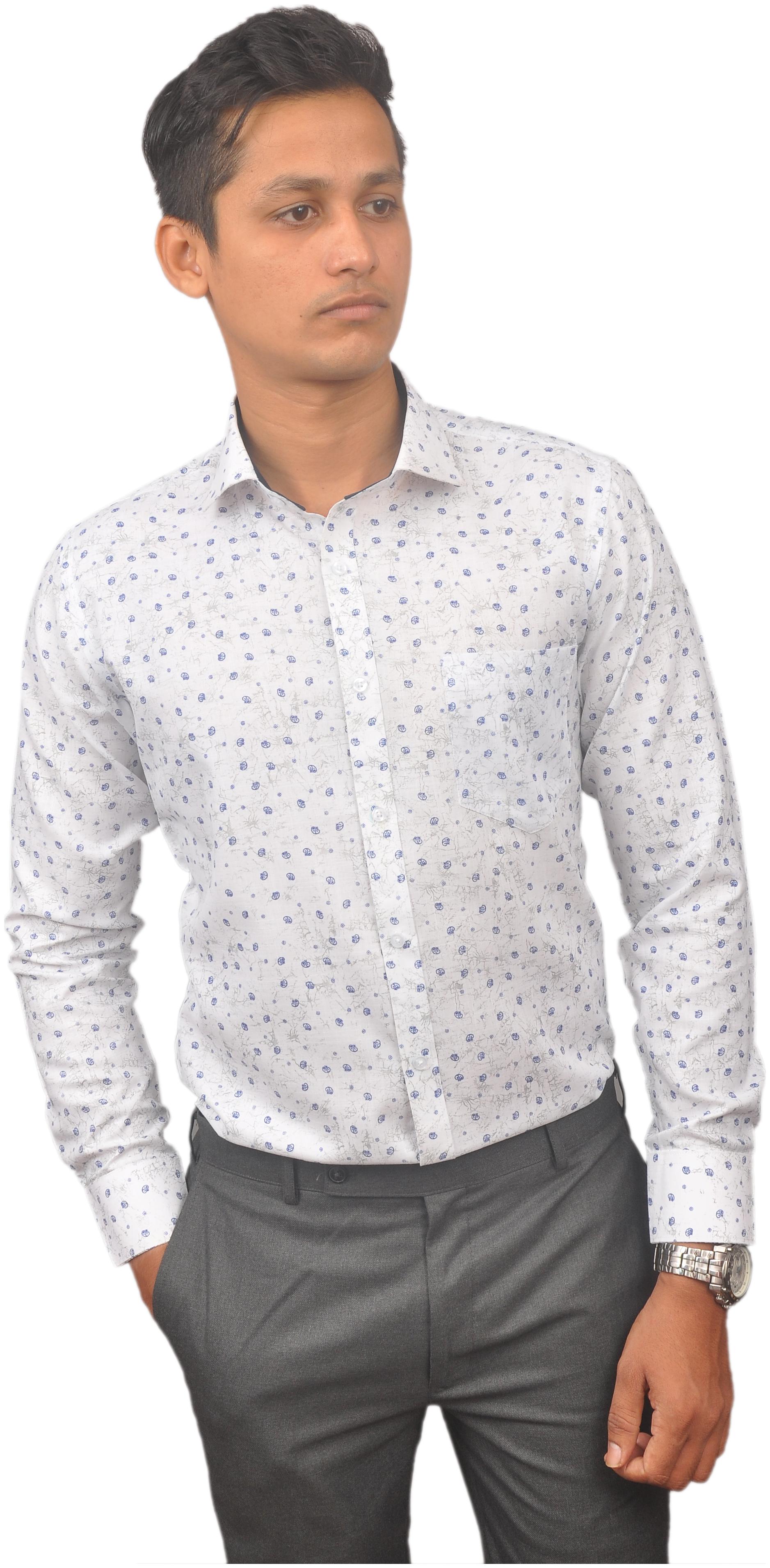 

Kleren Chapell Men White Printed Slim Fit Casual Shirt