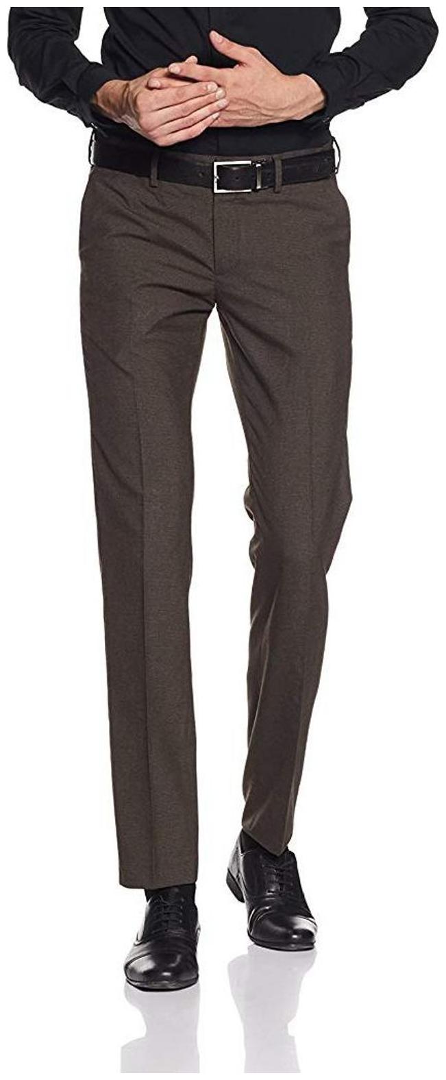 

CLASSIO Men Solid Regular Fit Formal Trouser - Brown