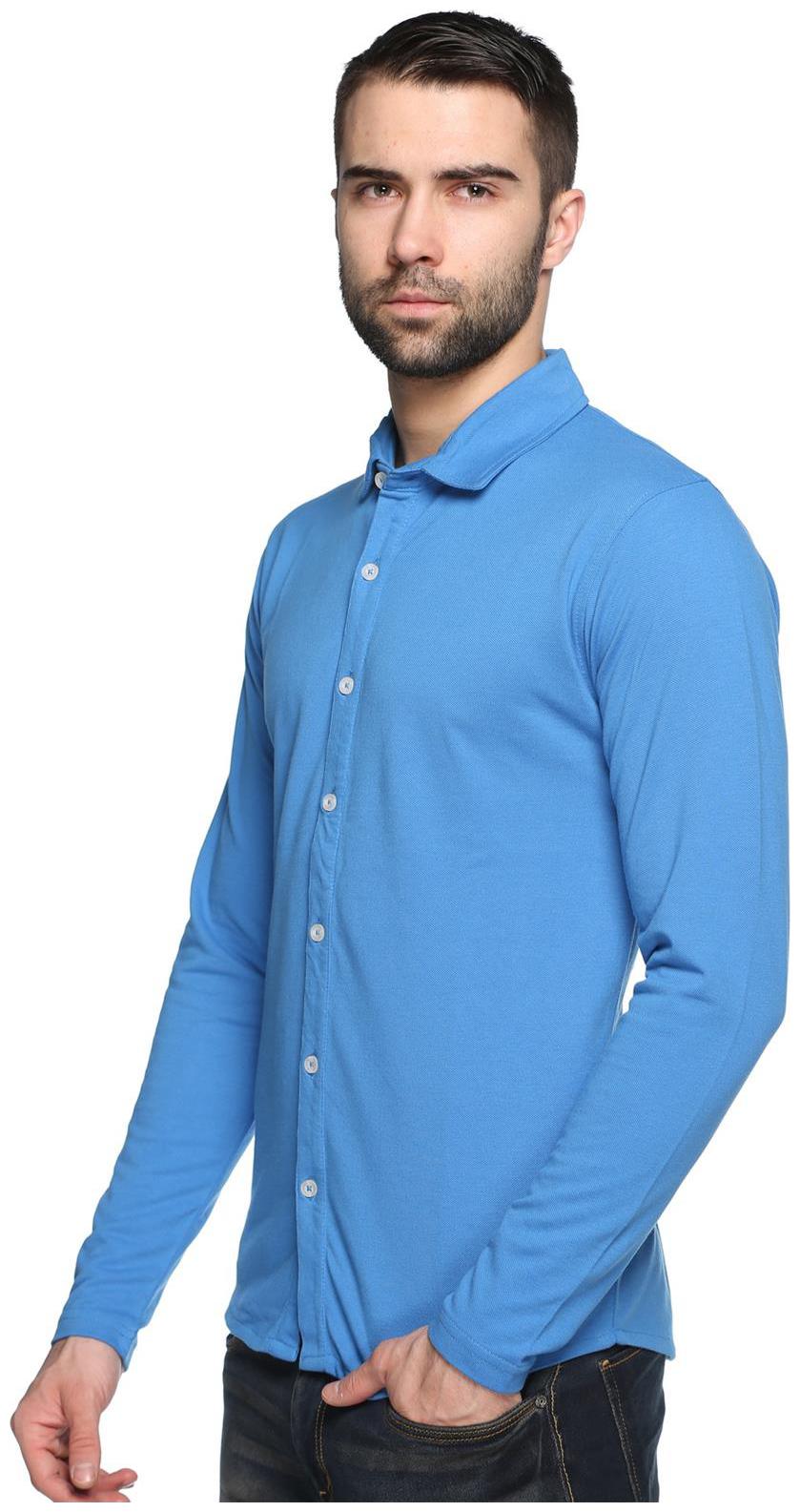 

Club York Men Blue Solid Slim Fit Casual Shirt