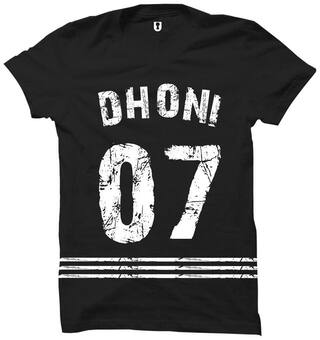 Men's Ms Dhoni Round Neck Black T-shirt